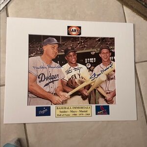 Willie Mays duke snider Stan Musial signed photo